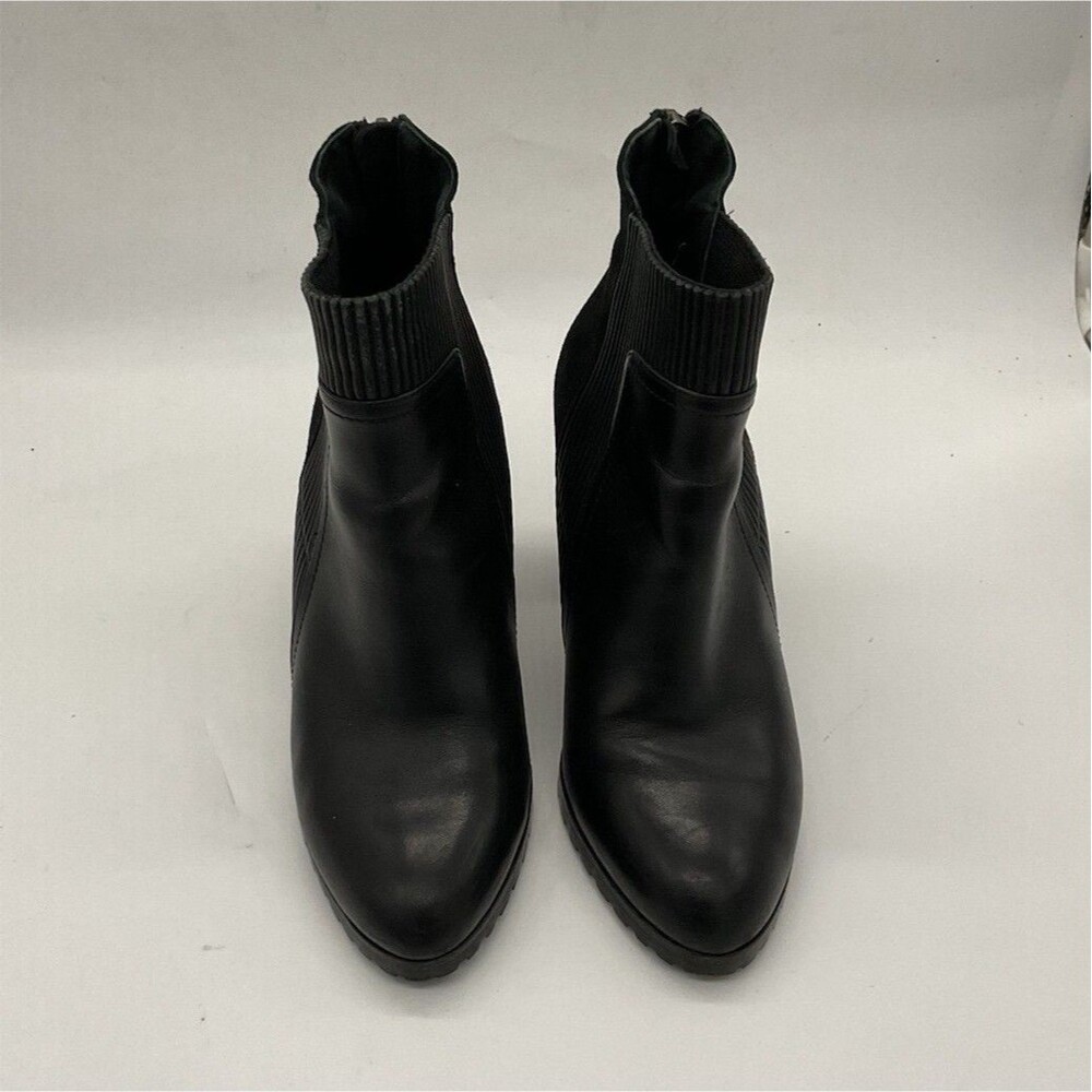 Donald Pliner Women’s Black Leather Suede Ankle Booties Zip Round Toe US 7